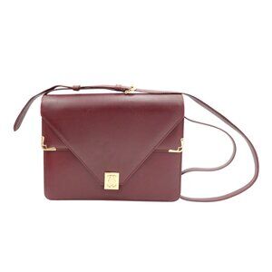 Vintage “Must de Cartier” Burgundy Leather Envelope Shoulder Bag, C. 1990's